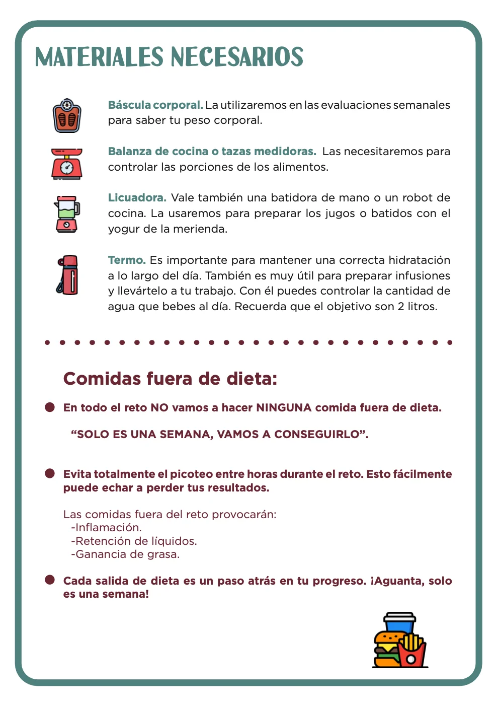 RETO NUTRIHAUNT 1 SEMANA MATERIALES DIETA